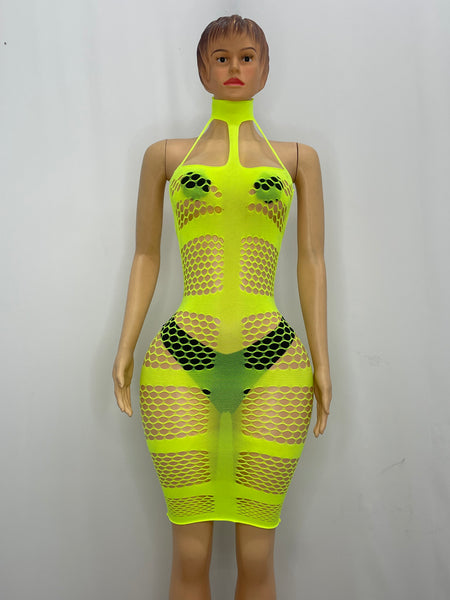 neon green spandex dress Strapless spandex pothole dress 6158-NEONGREEN