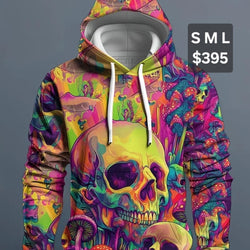 Colourful 3D Skull Hoodie