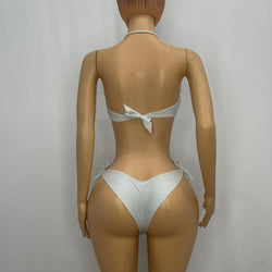 White Bikini With Frill Tube Top