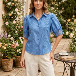 Denim Flower Lace Shirt