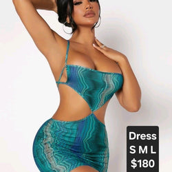 Wave Pattern Thin Strap Dress