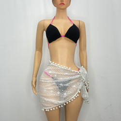 Z Mesh Beach Wrap With Design And Tassels