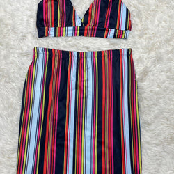 Stripe Bikini Top And Skirt
