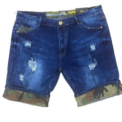 PF-1449 Men Cut Camo Fold 3/4 Jeans