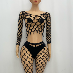 Z Mesh Spandex Long Sleeve Suit With Big Hole