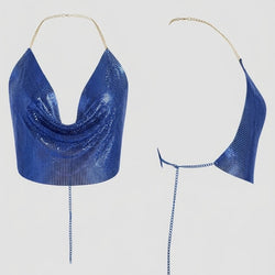 Crop Cow Neck Shimmer Top