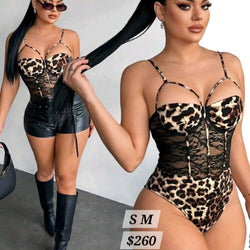 Leopard Print With Lace Onesie