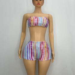 Stripe Short Pants With Tube Top