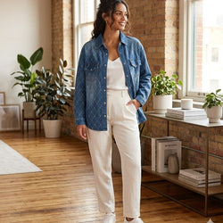 Woman Shimmer Formal Denim Shirt