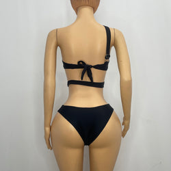 Black One Shoulder With Waste Band Bikini