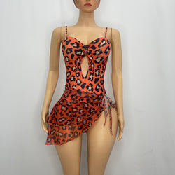 Leopard Monokini With Mesh Skirt