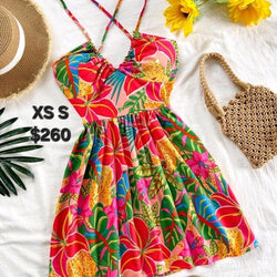 Floral X Back Babydoll Dress