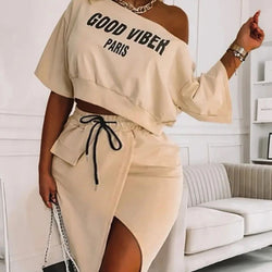 Good Viber Paris Crop And Skirt Set