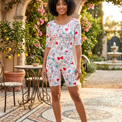 Card Print Romper