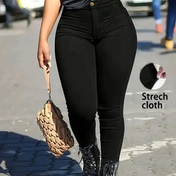 LJP 4041Plain Long Black Ladies Jeans
