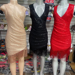 Latina Armless Glitter Dress with Strings