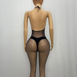 Mesh Long Sleeve Open Back Bodysuit