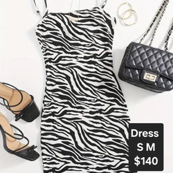 Zebra Pattern Thin Strap Dress