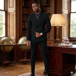 A Tuxedo Stripe 6 Button Black Style