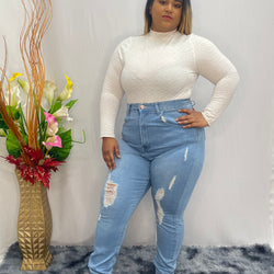 Long Chocolate Premium Pre Wash Light Blue Jeans 8376
