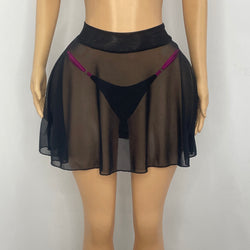 Mesh Pleated Wrap Skirt