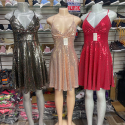 Short Flare x back Shimmer Dress