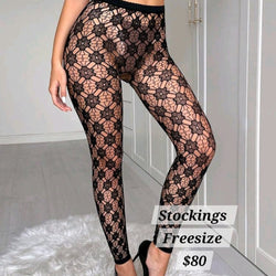 Mesh Flower Pattern Stocking