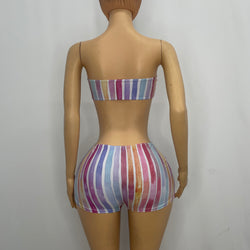 Stripe Short Pants With Tube Top