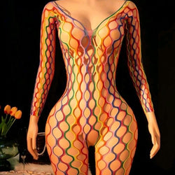 Z Mesh Rainbow Long Bodysuit