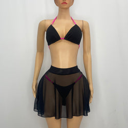 Mesh Pleated Wrap Skirt