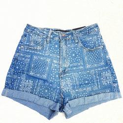 Bandana Print Denim Short Pants NIM1310