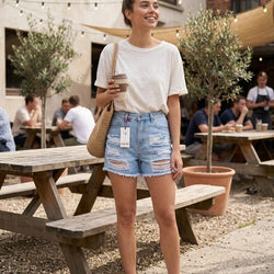 Major Distress LIght Blue Denim Pants 63653