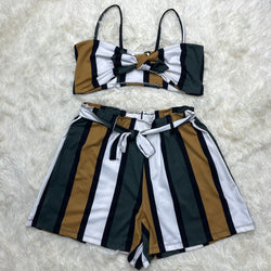 Strap Cami Tie Front Suit