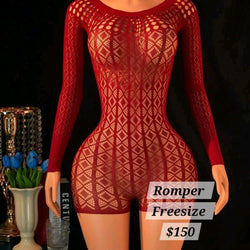 Mesh Diamond Cut Romper