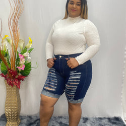 Short Milano Cut Up Dark Blue Jeans 1383