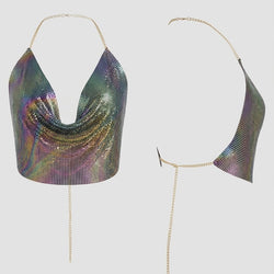 Crop Cow Neck Shimmer Top