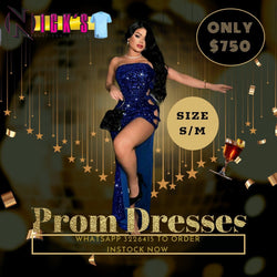 Side Open Striped Feel Tube Shimmer Blue Dress