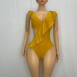 Shark Bite Monokini With Frill (Mustard)
