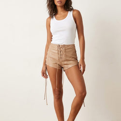 Leather Lace Up Shorts