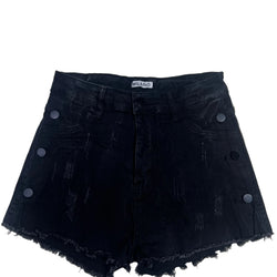 Black Distressed Short Denim Pants 1255J