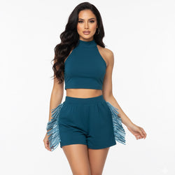 Frill Side Shorts Suit