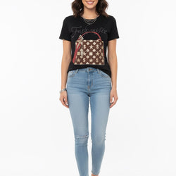 Fashionista With Graphic Handbag