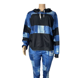 Blue Block Hoodie Set