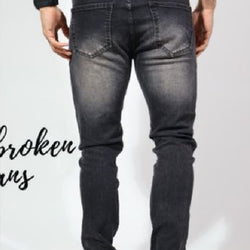 MJPL117281 Acid Wash Black Cutup Pants