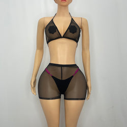 Z Mesh Short Pants With Mesh Bra Top