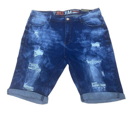 PF-1500 Men Midnight Blue Cut Up 3/4 Jeans