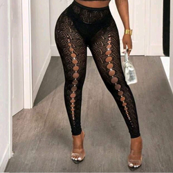Mesh Diamond Circle Cut Out Pants