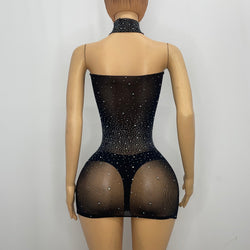 Z Mesh Sparkly Spandex Dress With Choker