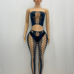 Z Mesh Blue Spandex Tube Suit