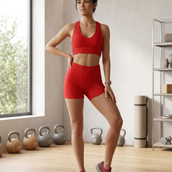 Red Short Pants Gym Suit